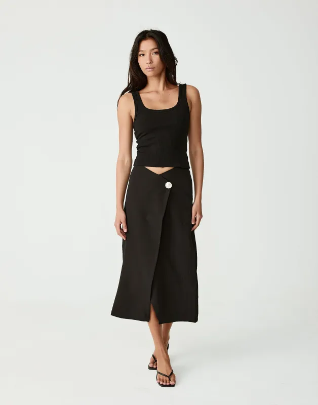 Kailou Midi Skirt (Black) sold by Charcoal Clothing