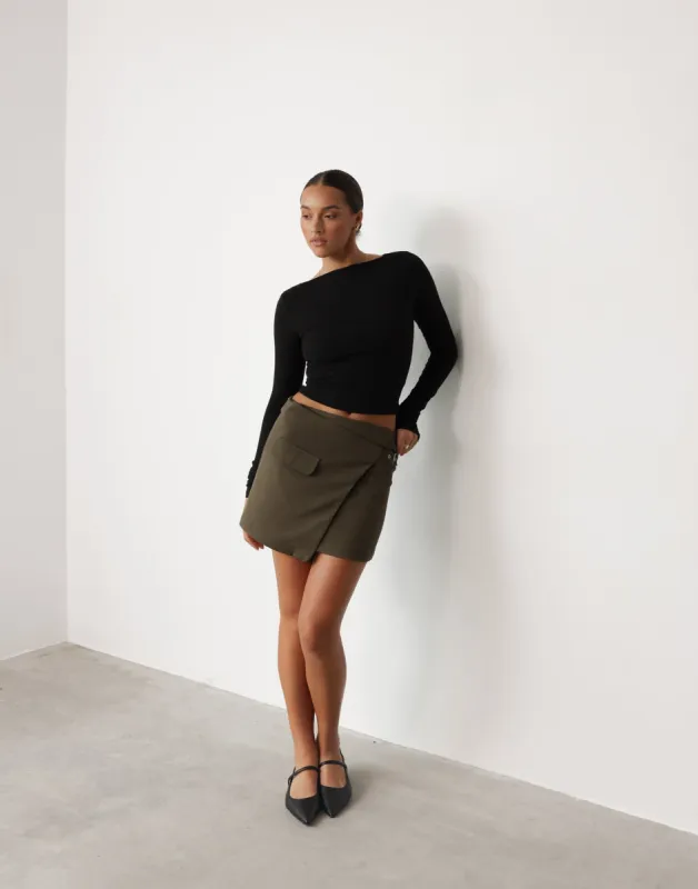 Kamala Mini Skirt (Moss) sold by Charcoal Clothing