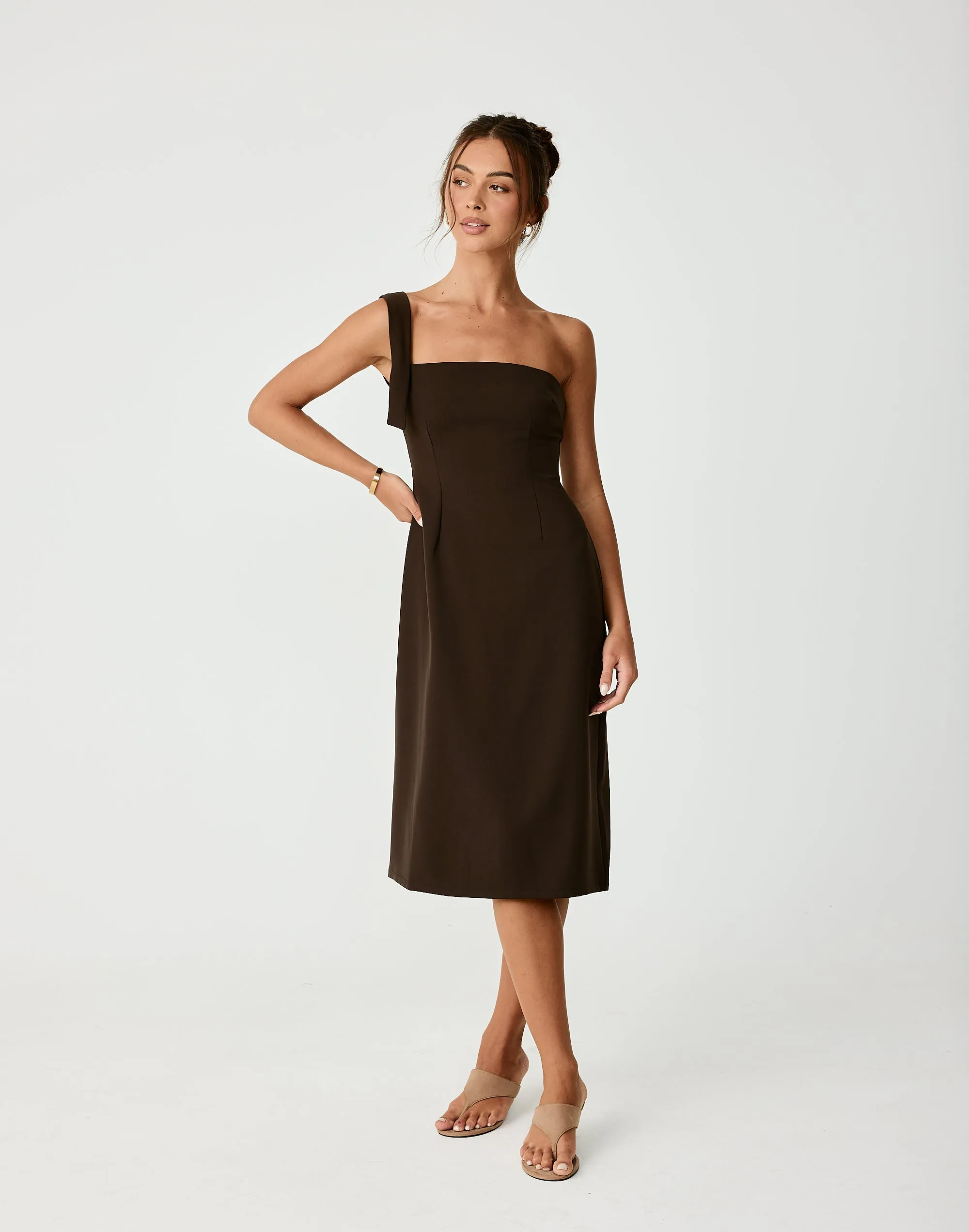 Sebel Midi Dress (Chocolate) sold by Charcoal Clothing