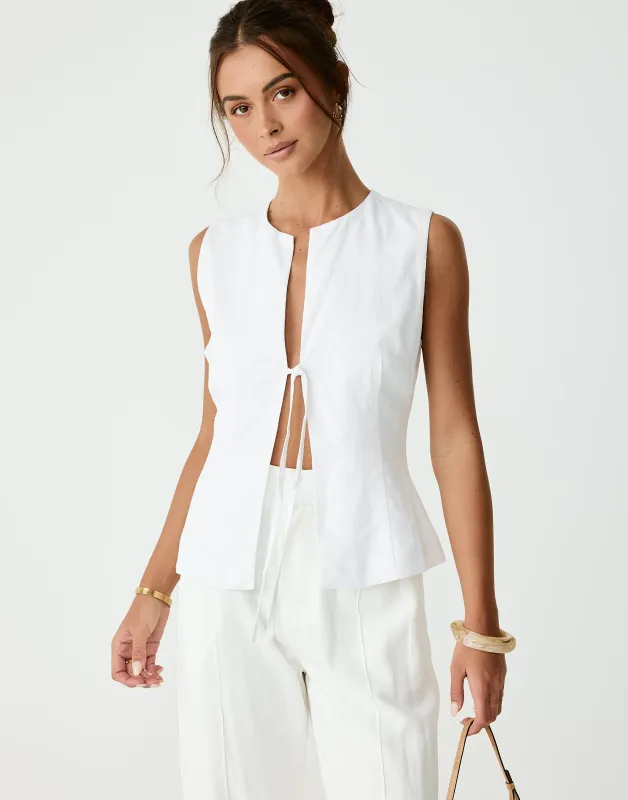 Caisey Linen Top (White) sold by Charcoal Clothing