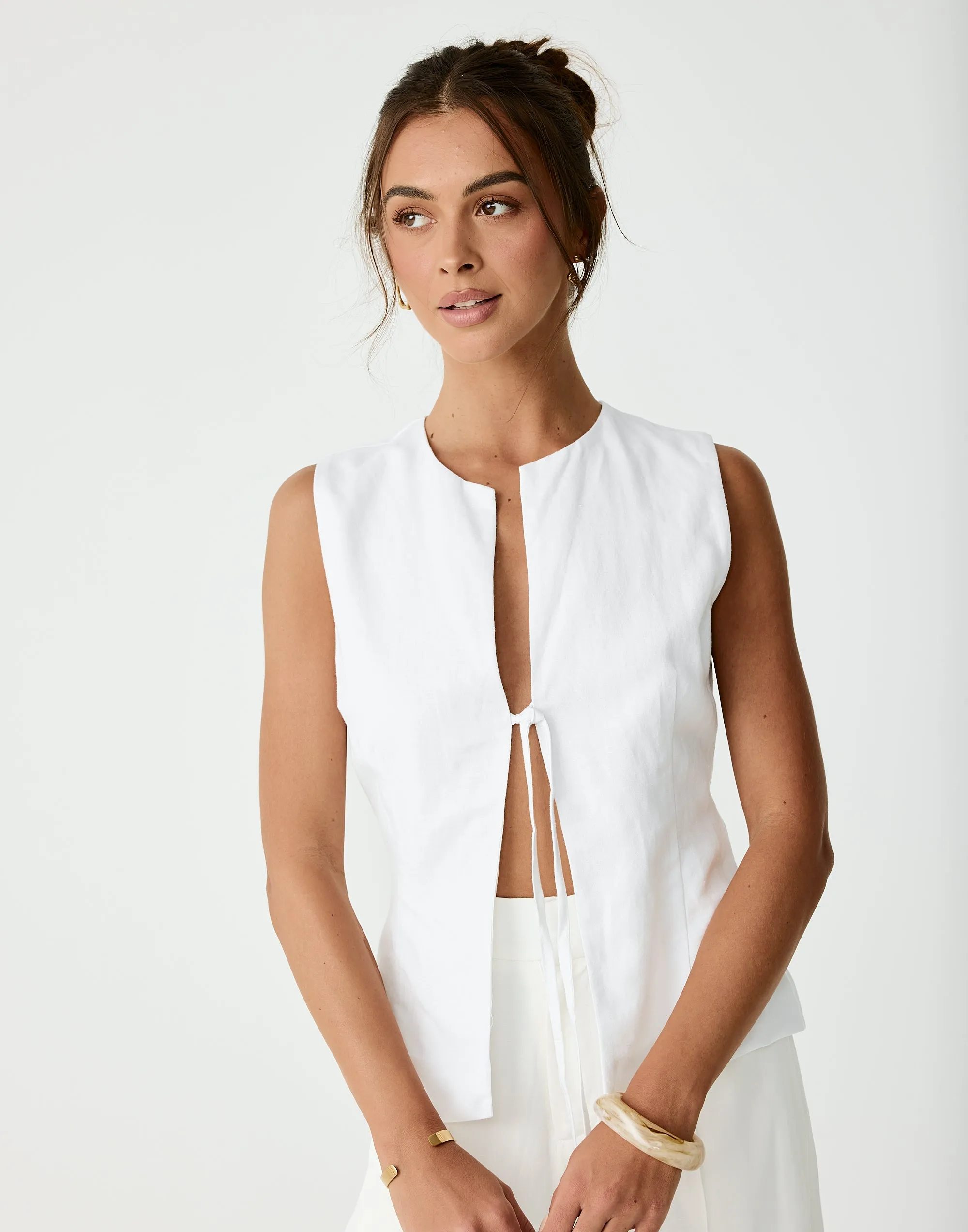 Caisey Linen Top (White) sold by Charcoal Clothing product image thumbnail 4