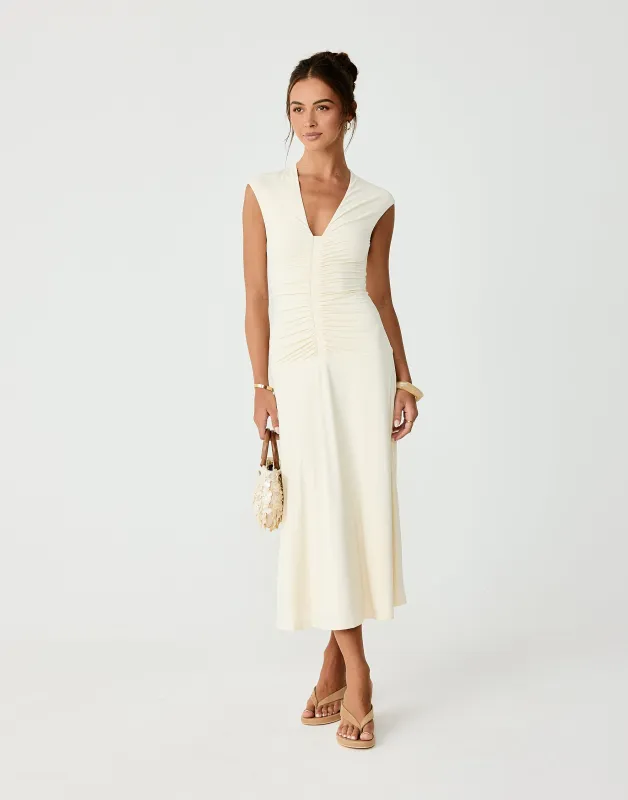 Mila Midi Dress (Cream) sold by Charcoal Clothing