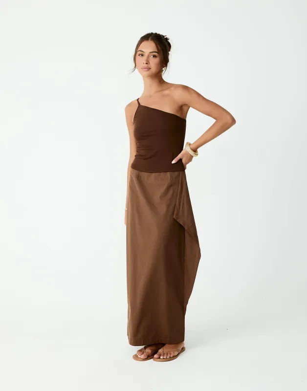 Sizzling Maxi Skirt (Coffee) sold by Charcoal Clothing
