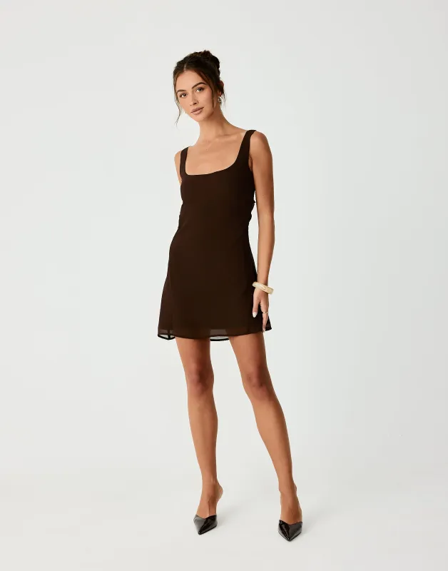 Alison Mini Dress (Chocolate) sold by Charcoal Clothing