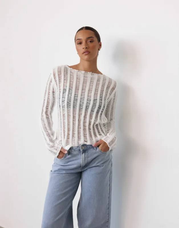 Marlene Long Sleeve Top (White) sold by Charcoal Clothing