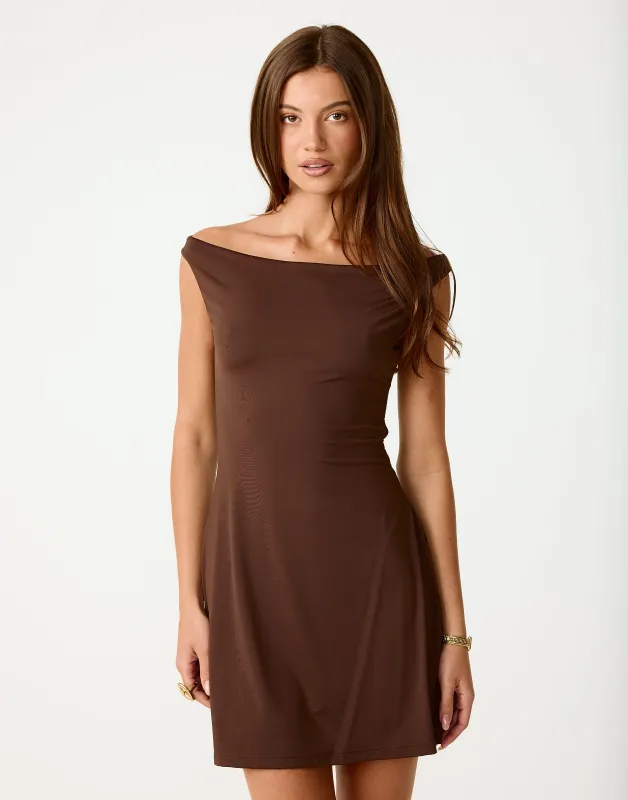 Nari Mini Dress (Chocolate) sold by Charcoal Clothing