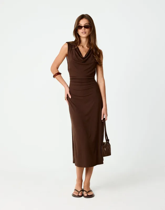 Brooke Midi Dress (Chocolate) sold by Charcoal Clothing