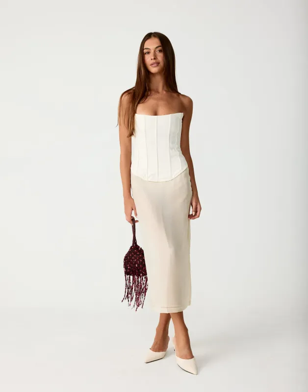 Night Out Midi Skirt (Cream) sold by Charcoal Clothing