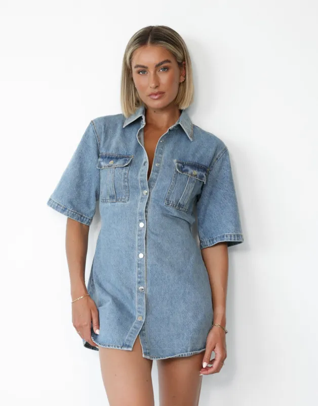 Hadid Mini Dress (Vintage Blue) sold by Charcoal Clothing