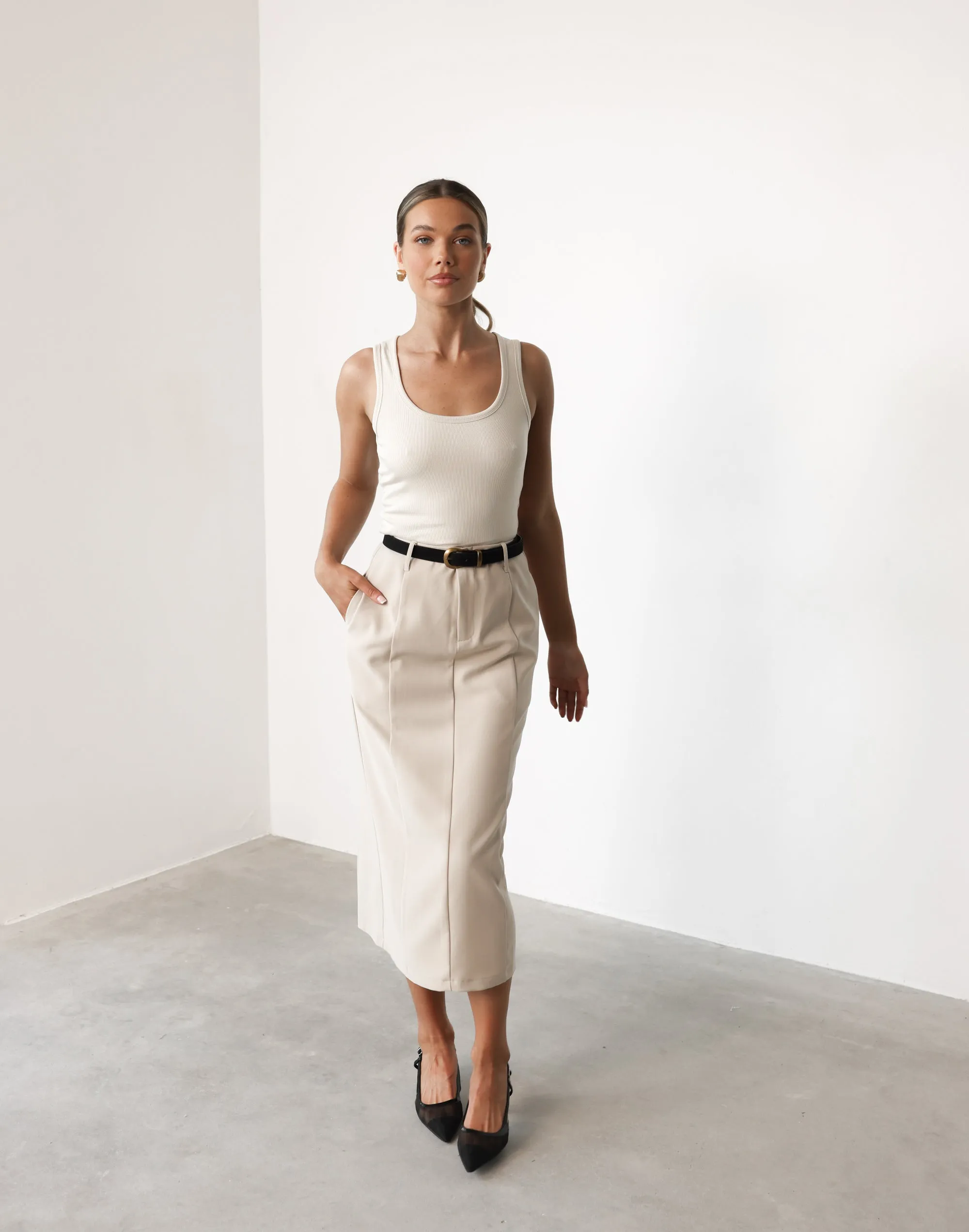 Brigitte Midi Skirt (Latte) sold by Charcoal Clothing product image thumbnail 4