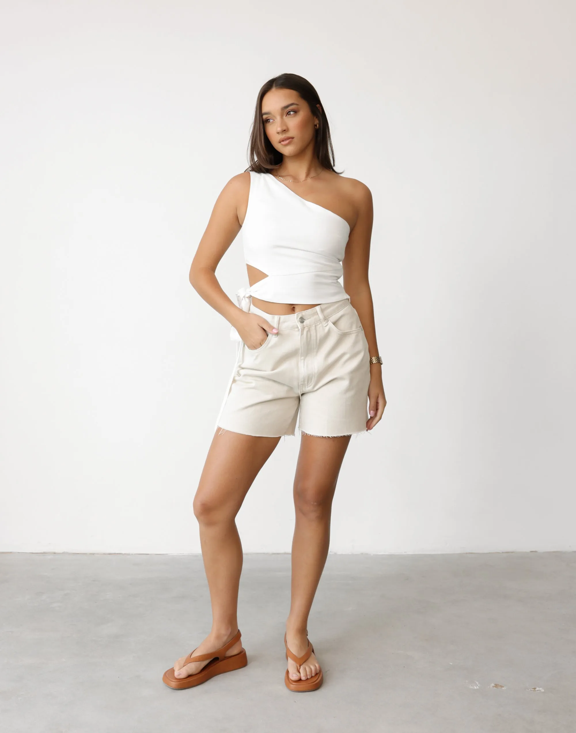 Niyah One Shoulder Top (White) sold by Charcoal Clothing product image thumbnail 2