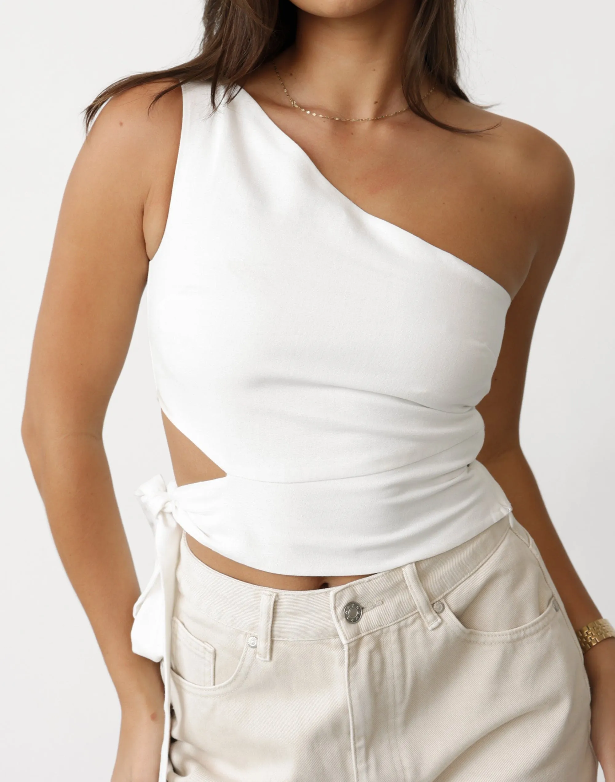 Niyah One Shoulder Top (White) sold by Charcoal Clothing product image thumbnail 4