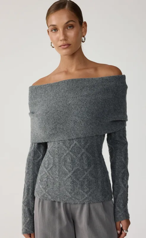 Pavati Long Sleeve Top (Slate Marle) made by Charcoal Clothing