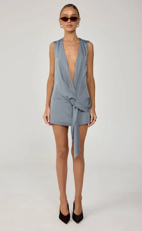 Solenne Mini Dress (Storm Blue) made by Charcoal Clothing