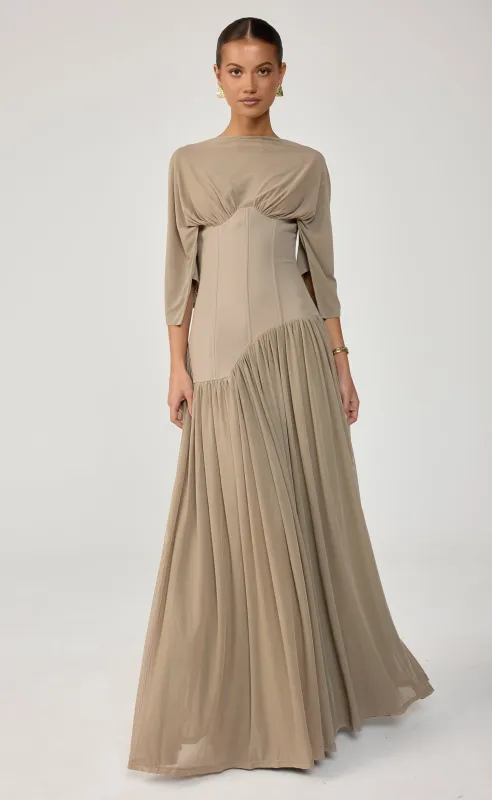 Giovanna Maxi Dress (Mushroom) made by Charcoal Clothing