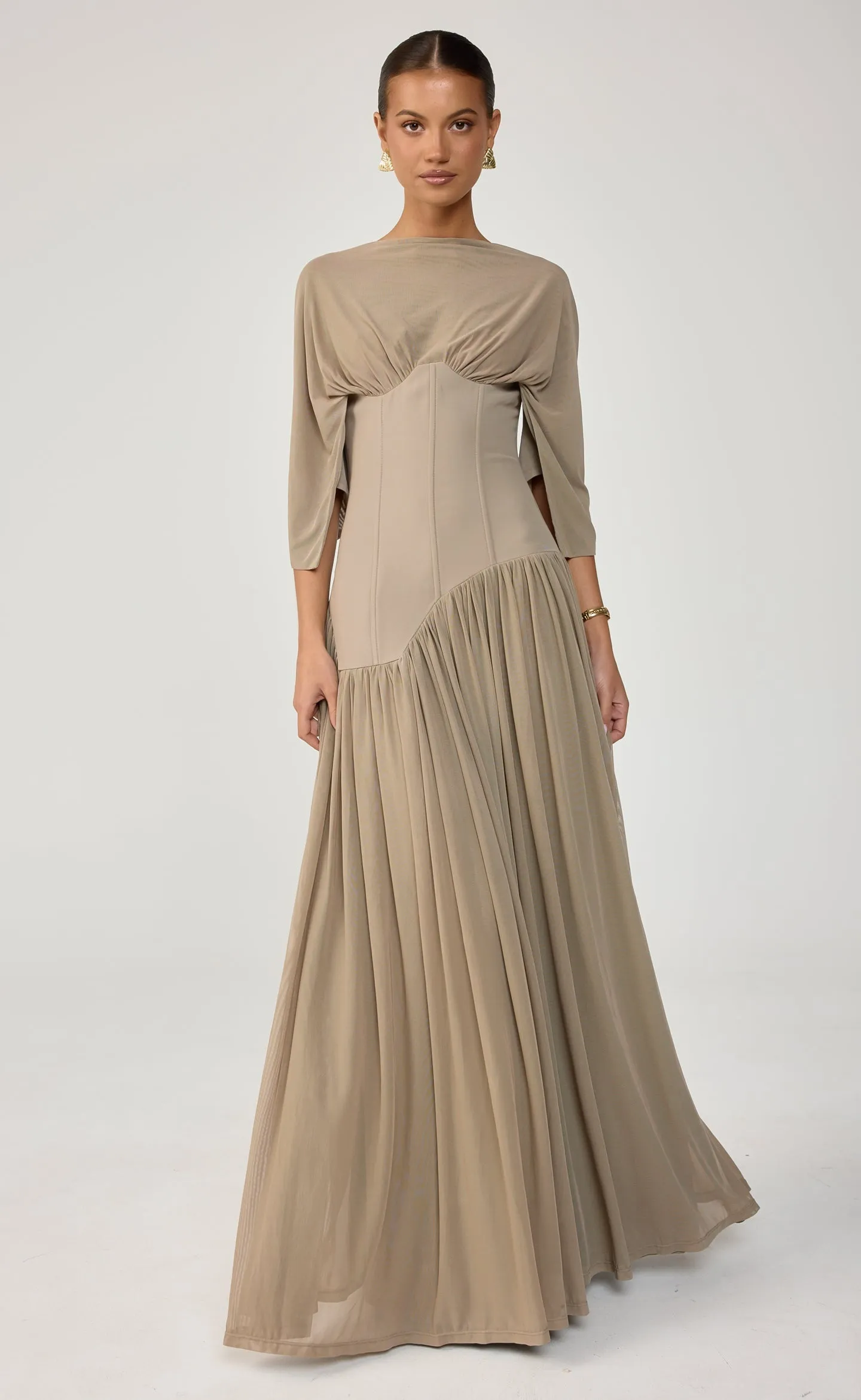 Giovanna Maxi Dress (Mushroom) sold by Charcoal Clothing