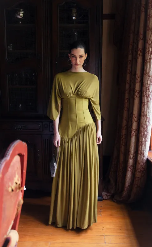 Giovanna Maxi Dress (Olive) made by Charcoal Clothing