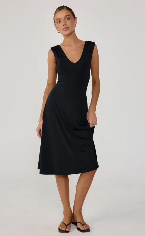 Milene Midi Dress (Black) made by Charcoal Clothing