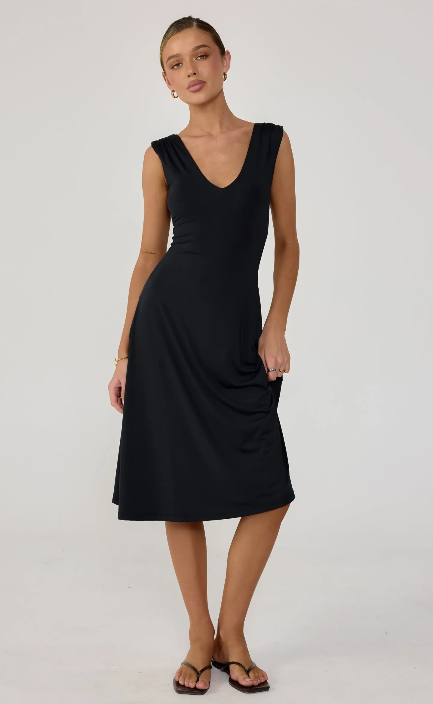 Milene Midi Dress (Black) sold by Charcoal Clothing