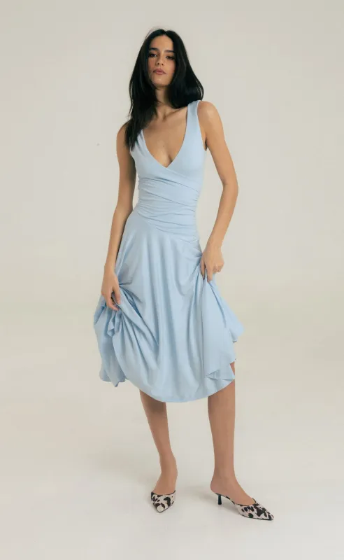 Milena Midi Dress (Ice Blue) made by Charcoal Clothing