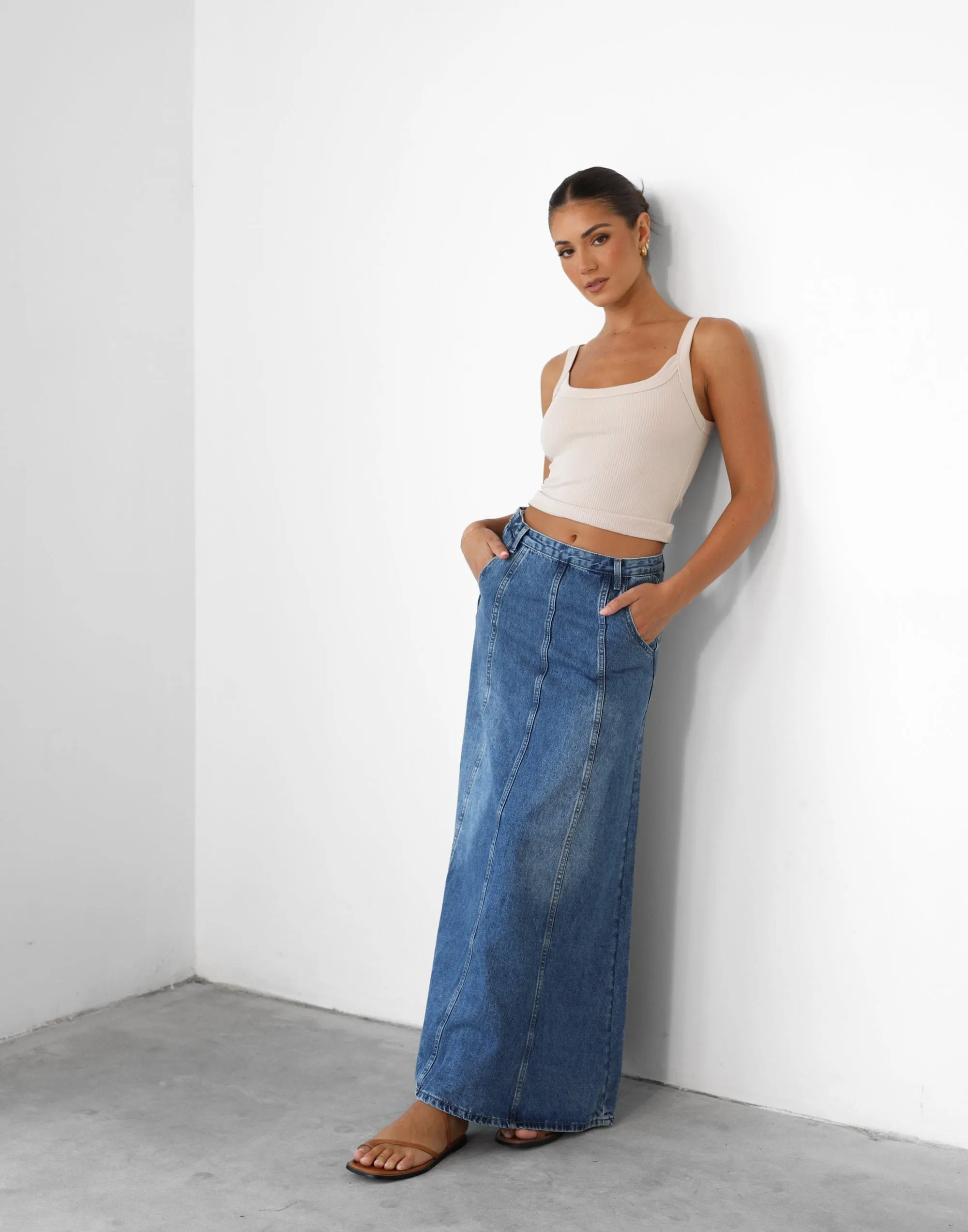 Akara Denim Maxi Skirt (Blue Denim) sold by Charcoal Clothing product image thumbnail 4