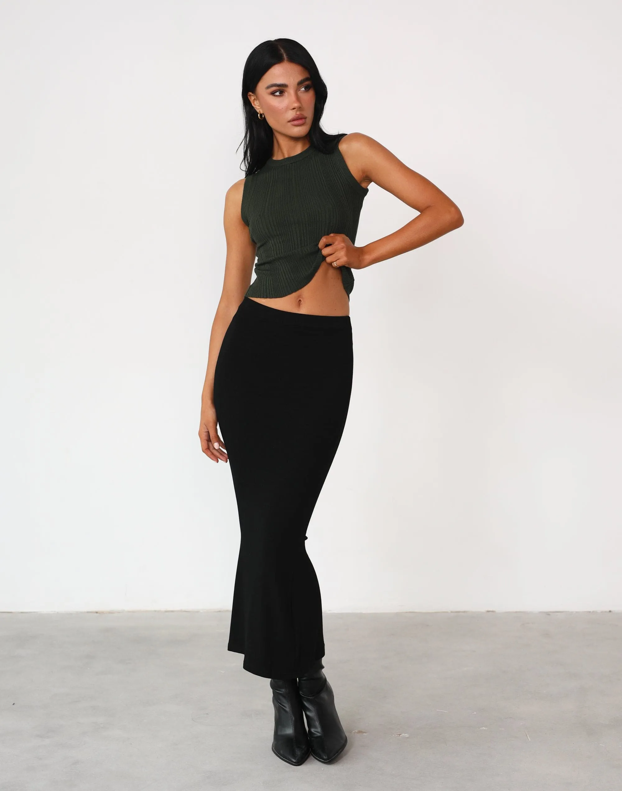 Kay Midi Skirt (Black) sold by Charcoal Clothing