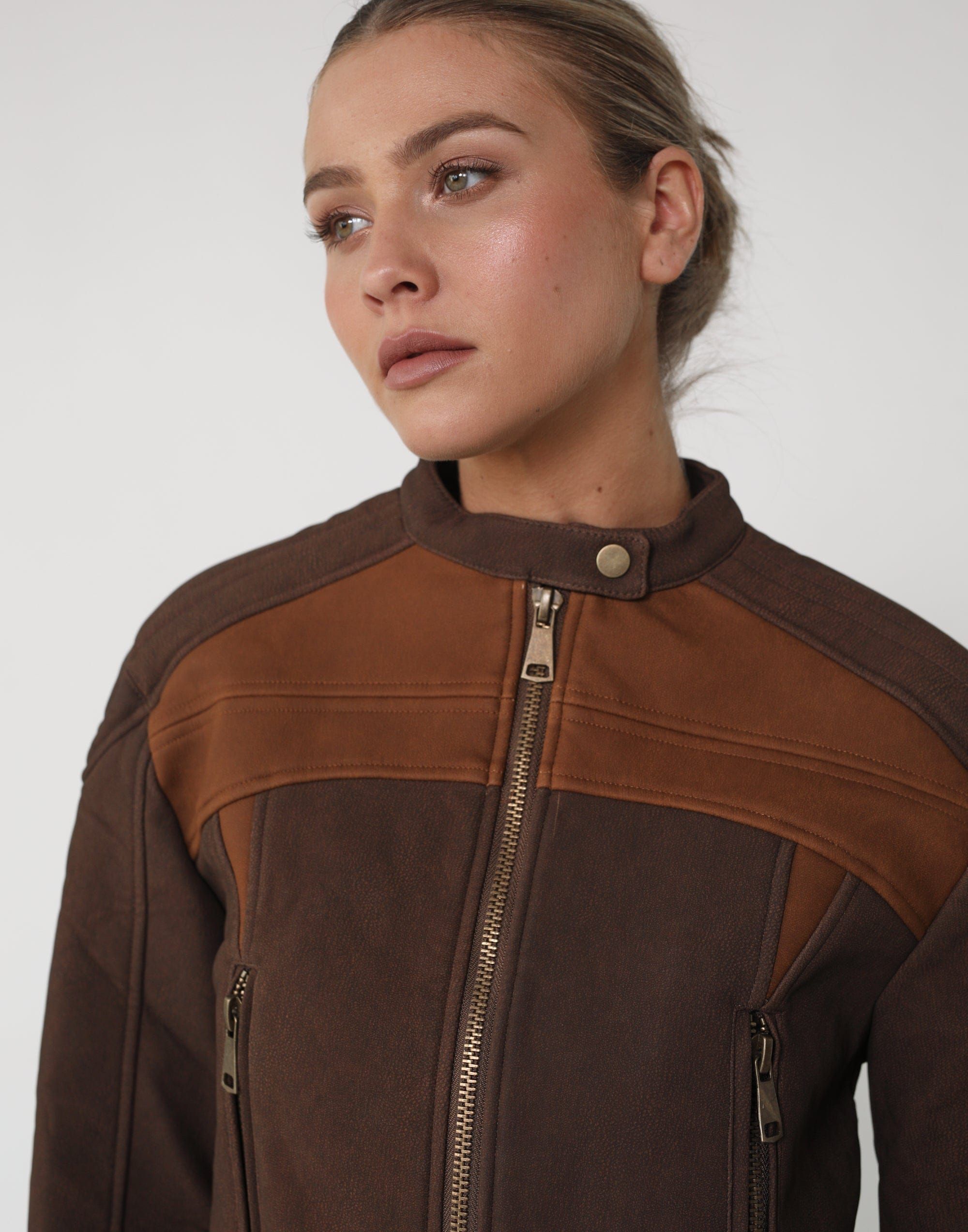 Nueve Biker Jacket (Chocolate) - By Lioness sold by Charcoal Clothing product image thumbnail 4