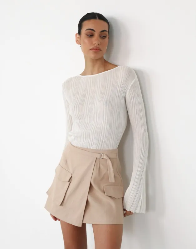 Corinna Long Sleeve Top (White) sold by Charcoal Clothing