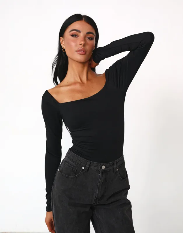 Monae Long Sleeve Bodysuit (Black) sold by Charcoal Clothing