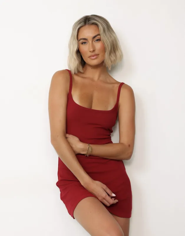 Helia Mini Dress (Cherry) sold by Charcoal Clothing