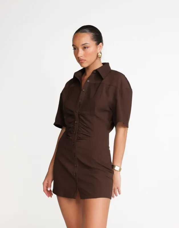 Etta Mini Dress (Chocolate) sold by Charcoal Clothing
