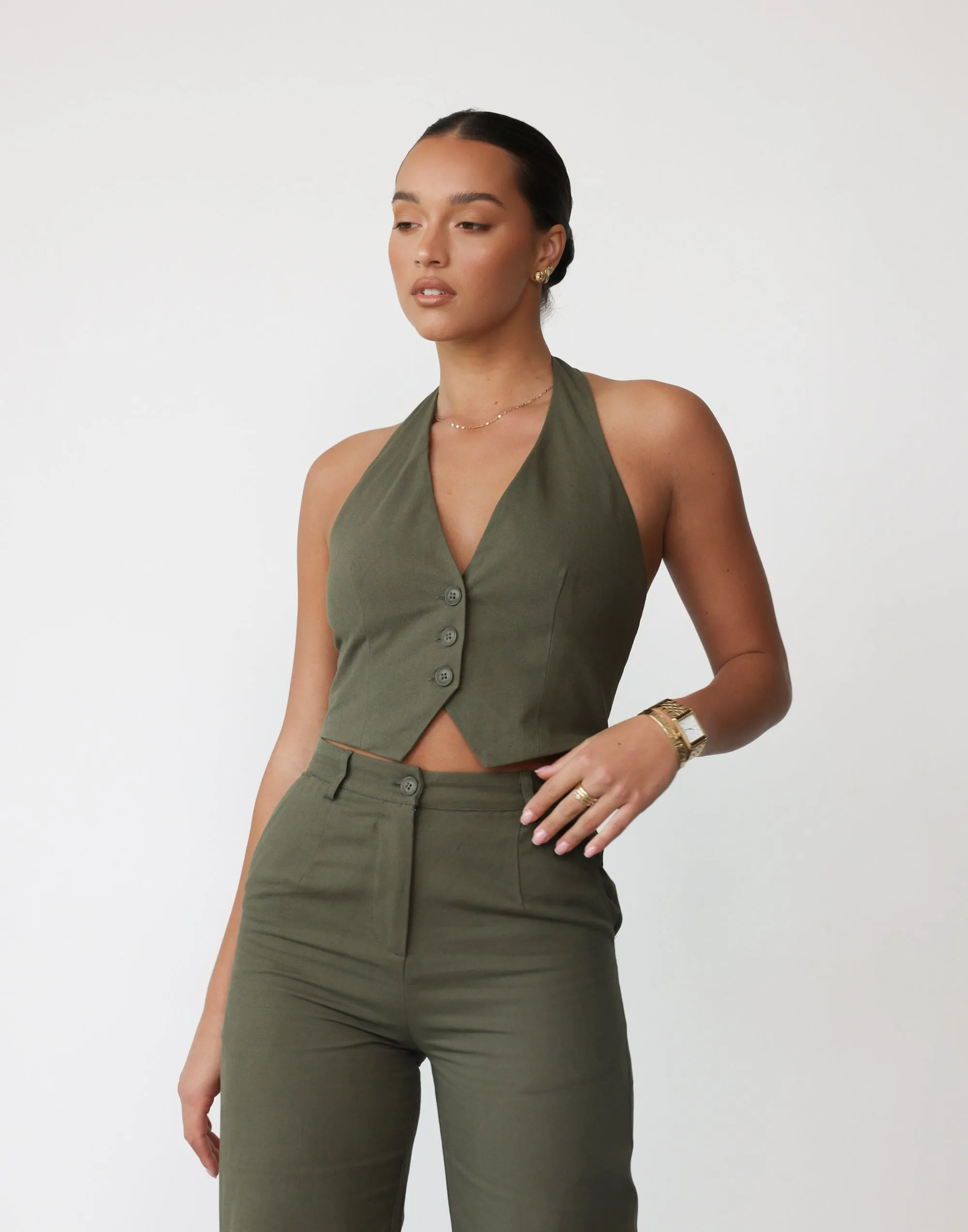 Kristen Halter Top (Moss) sold by Charcoal Clothing