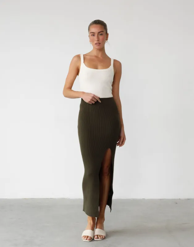 Esmie Maxi Skirt (Burnt Olive) sold by Charcoal Clothing