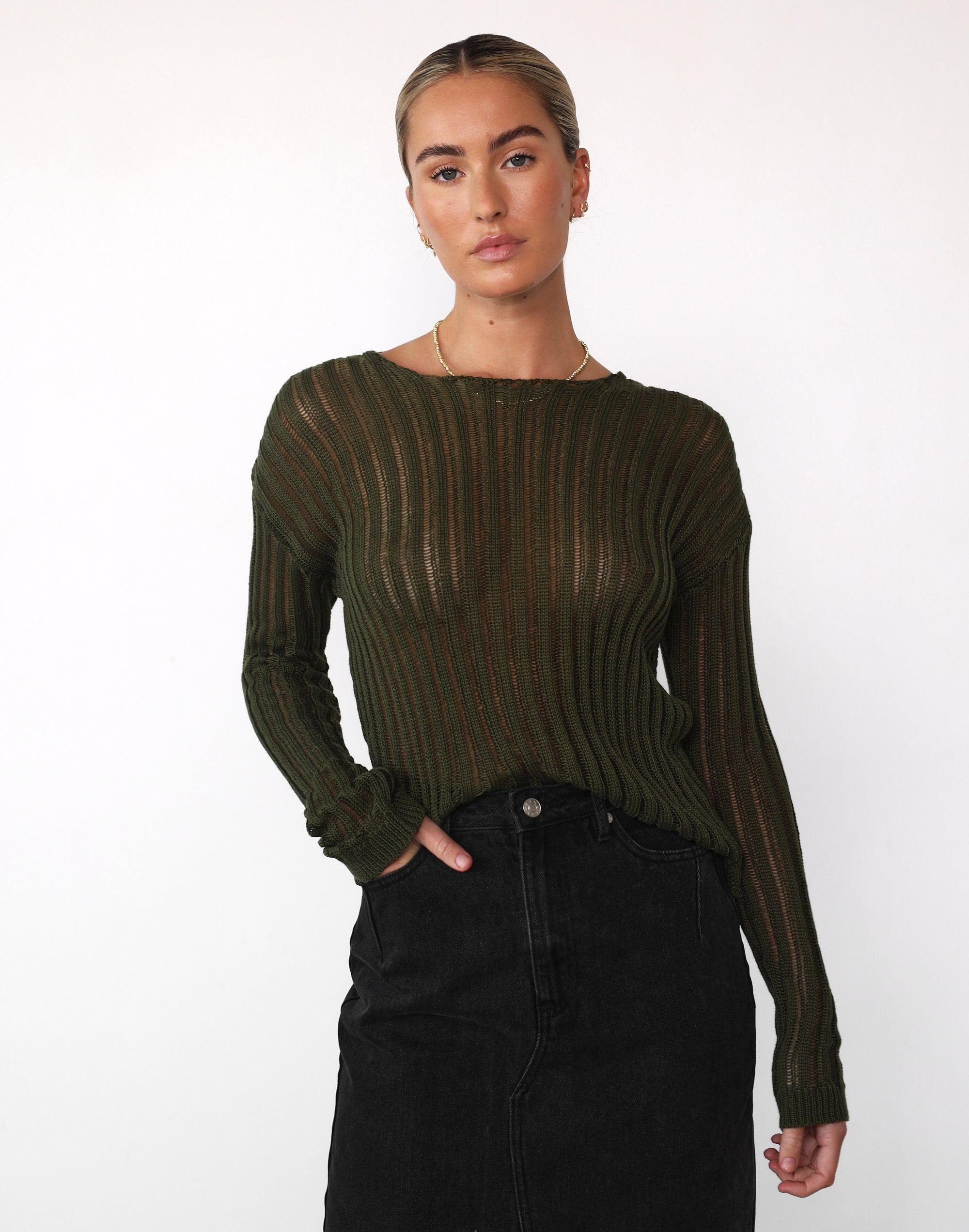 Ruby Long Sleeve Top (Moss) sold by Charcoal Clothing product image thumbnail 5