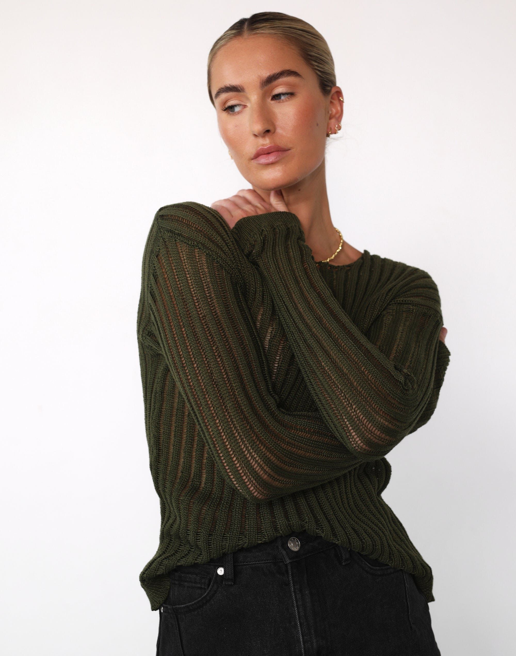 Ruby Long Sleeve Top (Moss) sold by Charcoal Clothing
