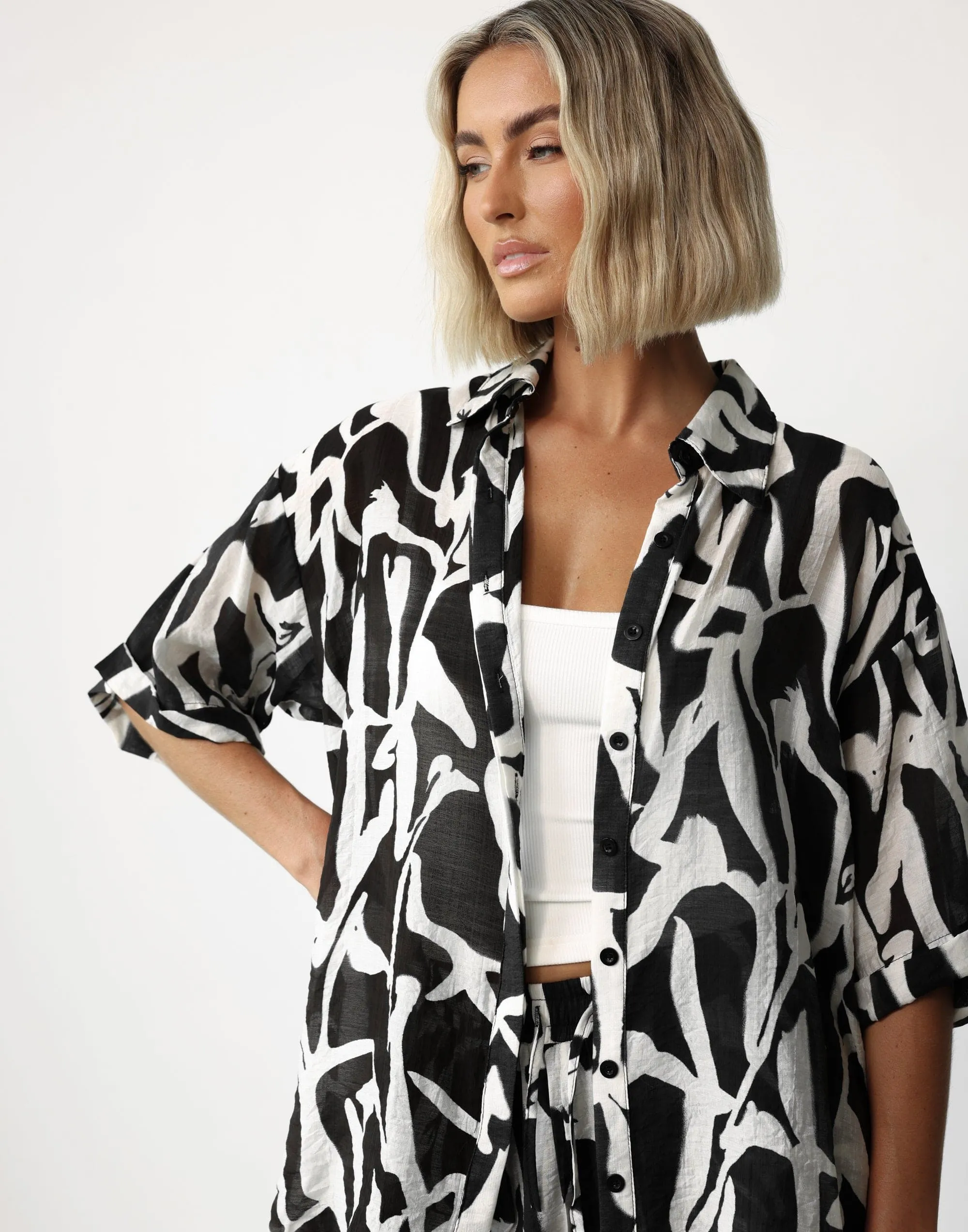Avila Shirt (Monochrome Swirl) sold by Charcoal Clothing
