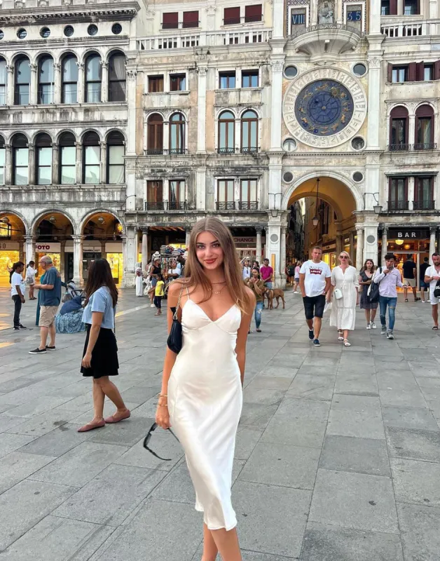 Romain Midi Dress (Soft Beige) sold by Charcoal Clothing