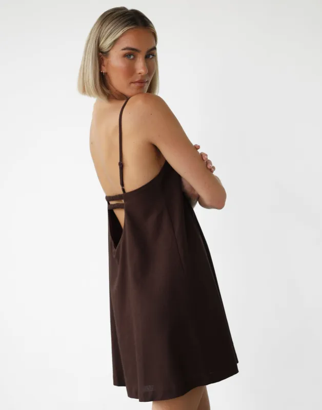 Valerie Mini Dress (Chocolate) sold by Charcoal Clothing