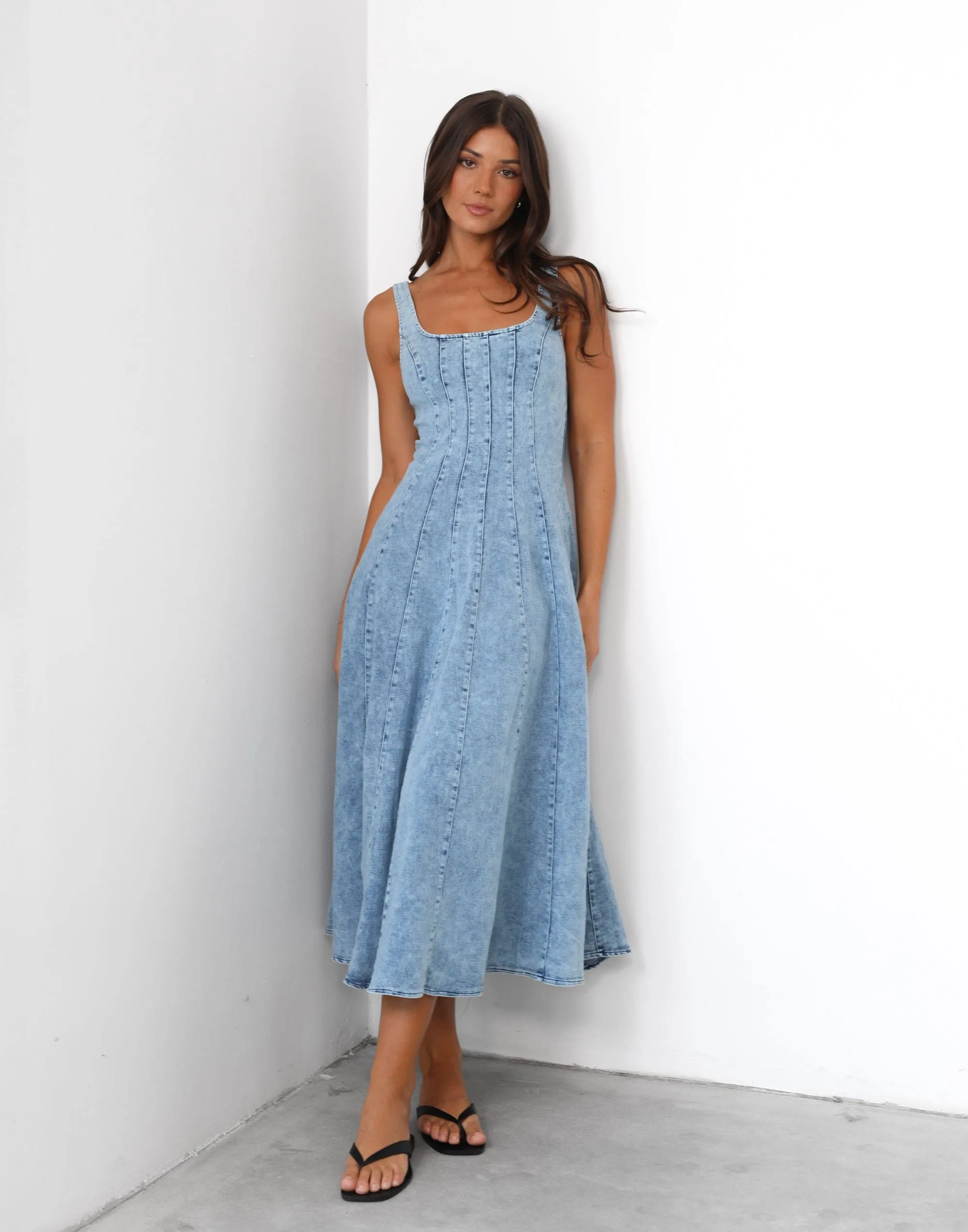 Kella Denim Maxi Dress (Light Denim) sold by Charcoal Clothing