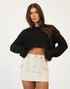 Leon Mini Skirt (Beige) sold by Charcoal Clothing