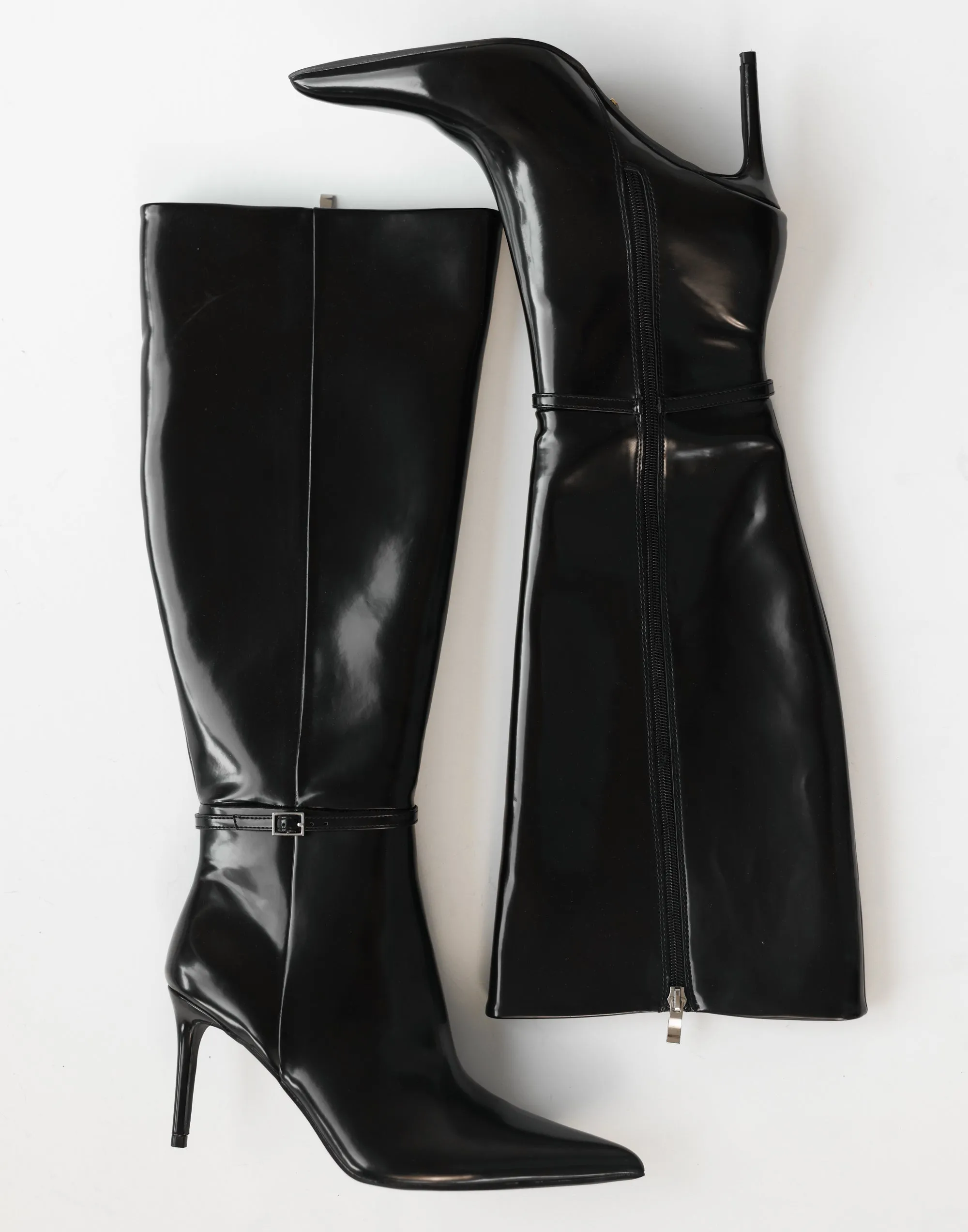 Violetta Knee High Boots (Jet Shine) - By Billini sold by Charcoal Clothing