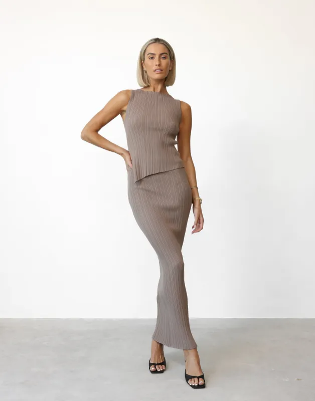 Kienna Maxi Skirt (Mushroom) sold by Charcoal Clothing