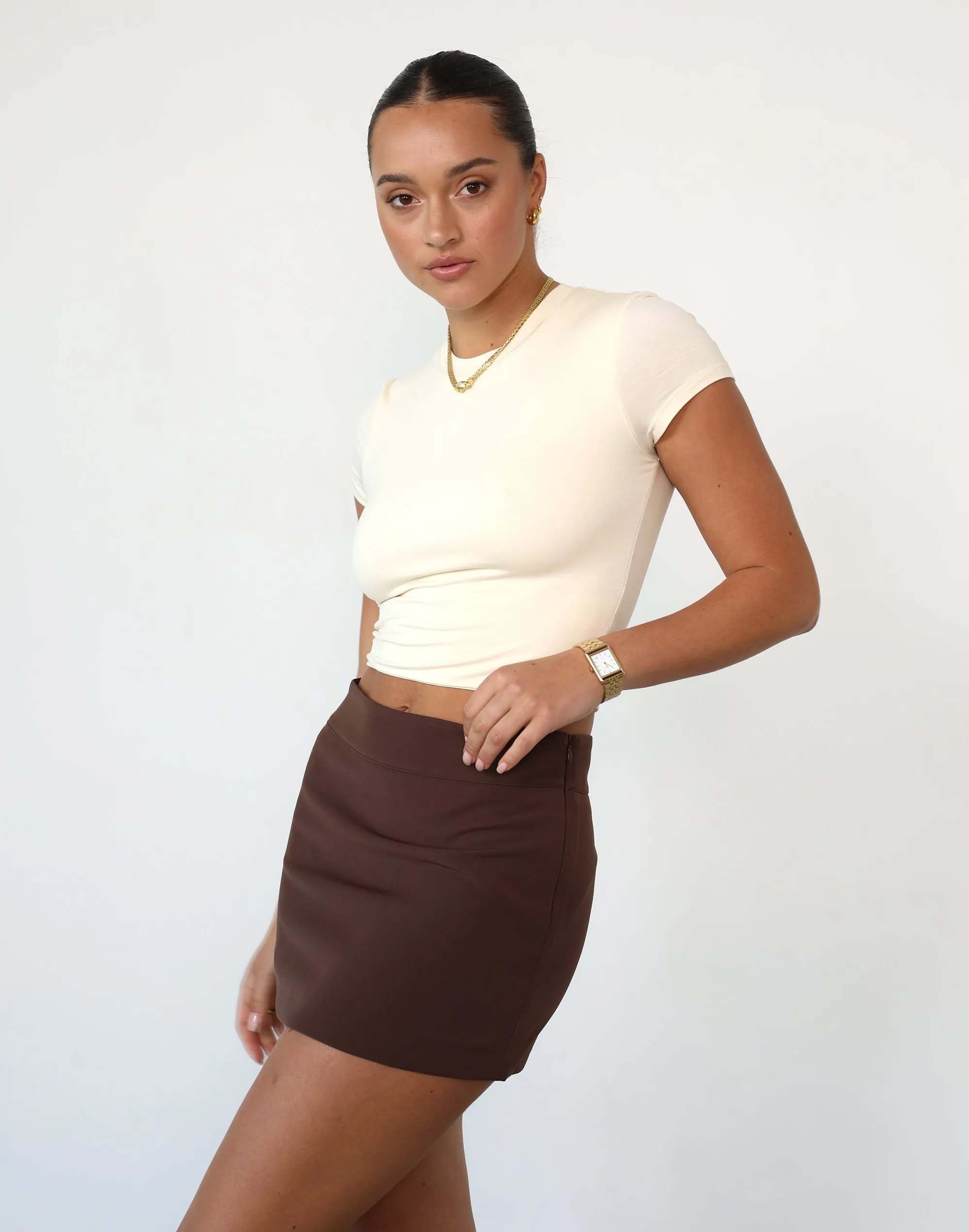 Ashwood Mini Skirt (Cocoa) sold by Charcoal Clothing