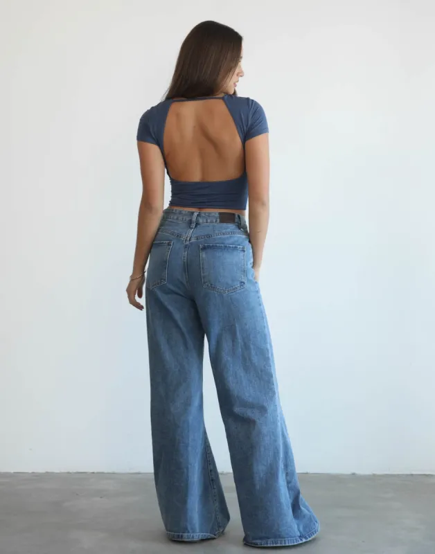 Trouble Backless Top (Storm Blue) sold by Charcoal Clothing