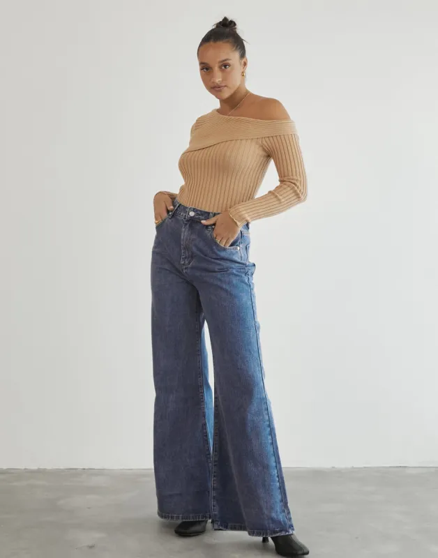 Madon Long Sleeve Knit Top (Camel) sold by Charcoal Clothing