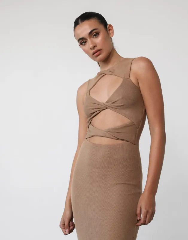 Topaz Maxi Dress (Tan) sold by Charcoal Clothing