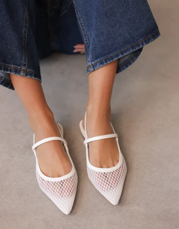 Lourdes Ballet Flat (White Patent) - By Therapy sold by Charcoal Clothing