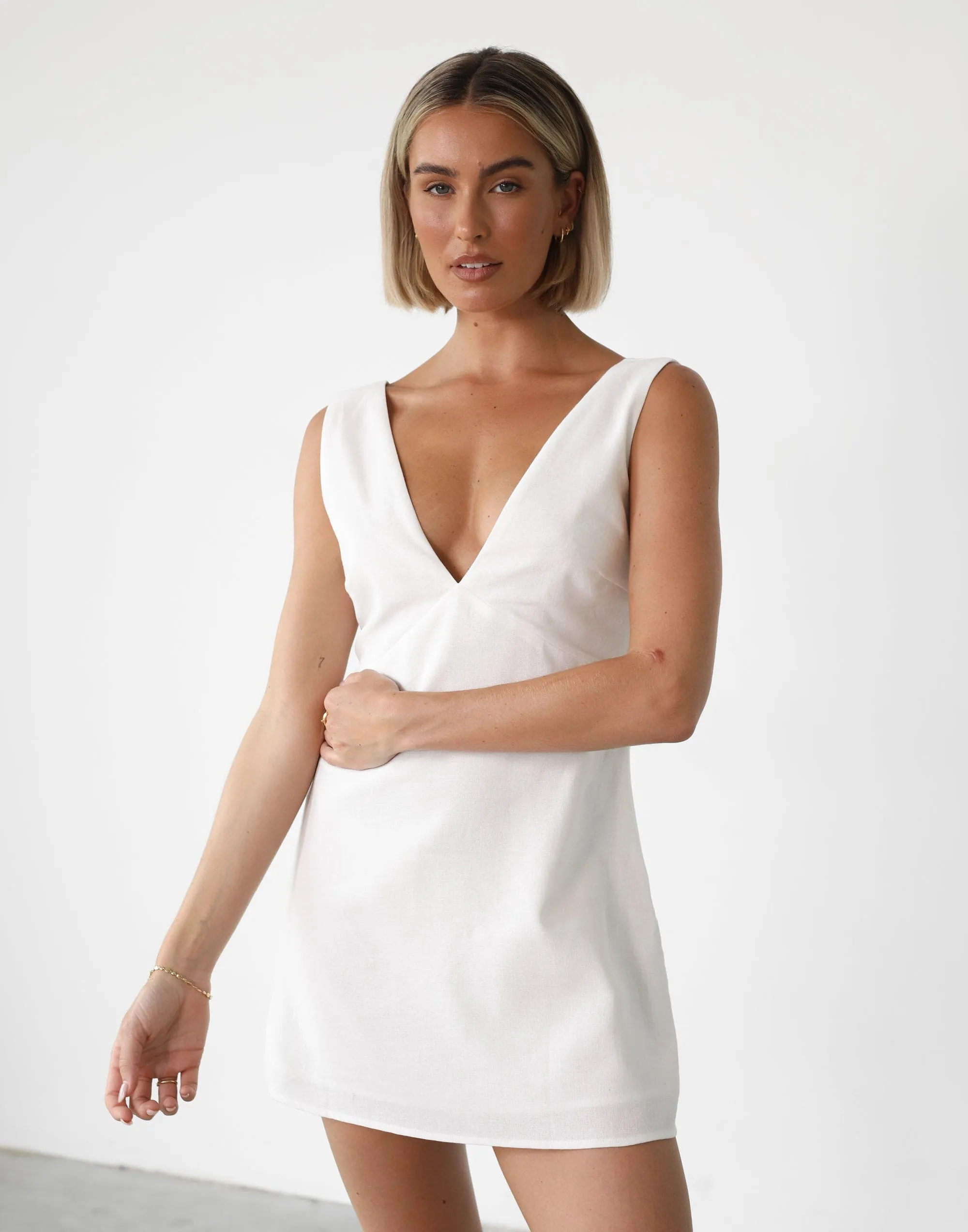 Elio Mini Dress (White) sold by Charcoal Clothing