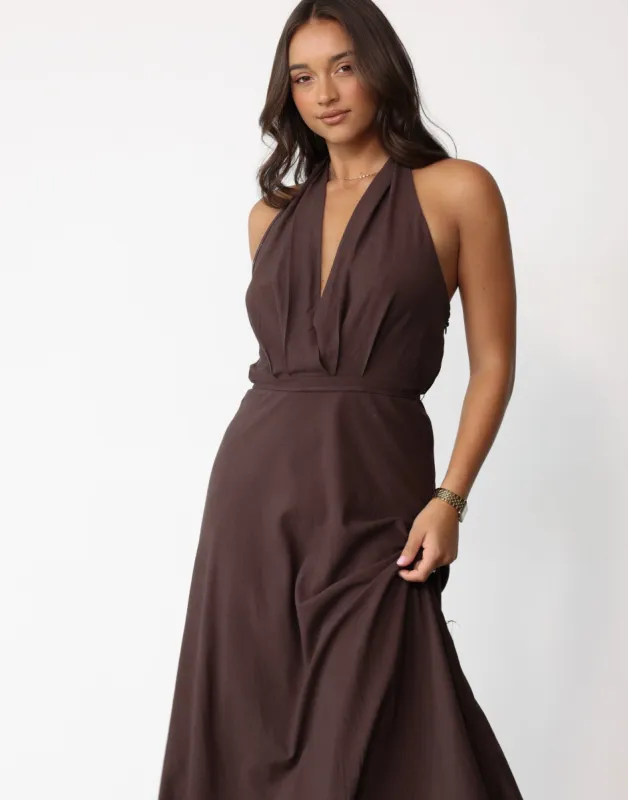 Marjorie Maxi Dress (Cocoa) sold by Charcoal Clothing