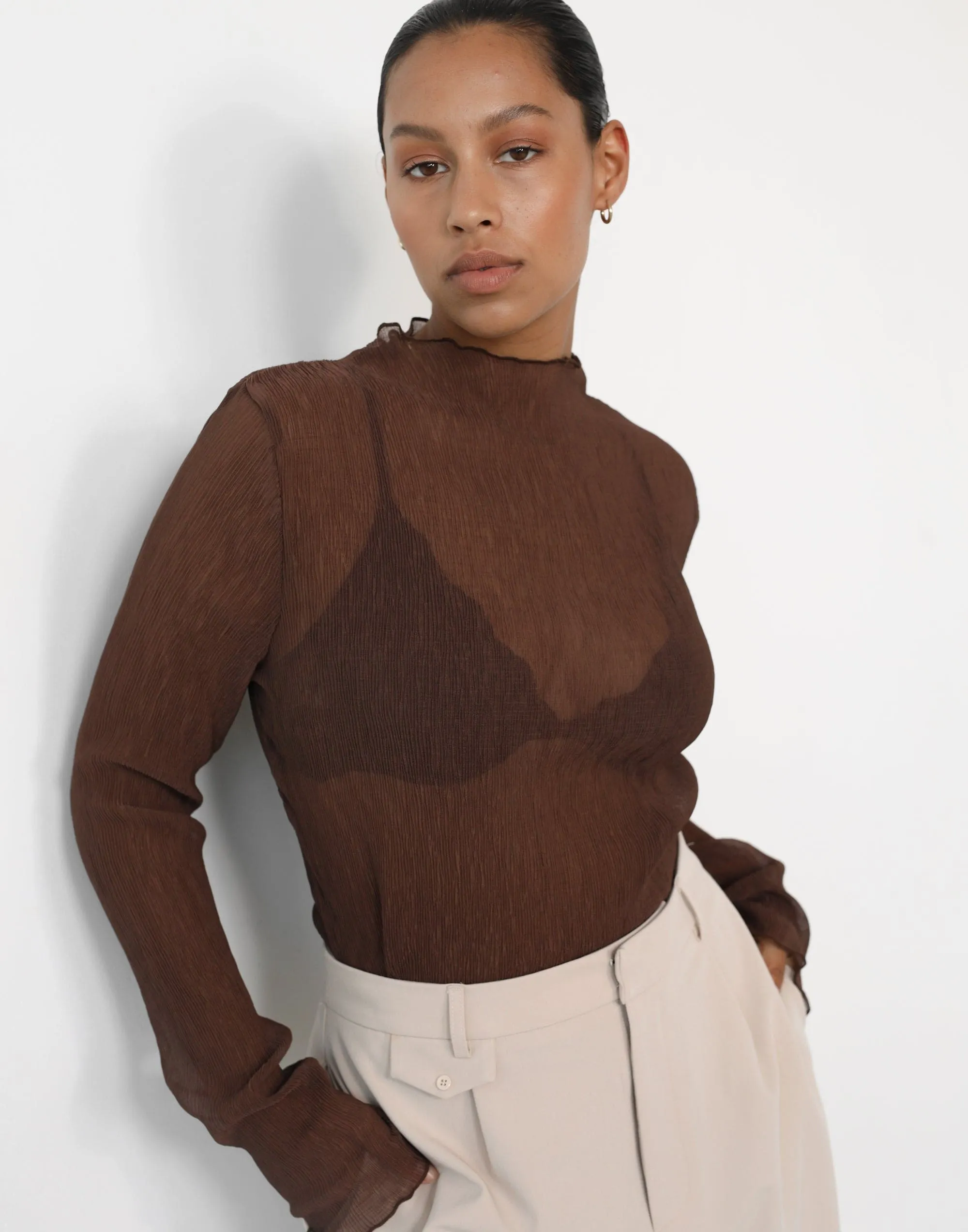 Vista Long Sleeve Top (Cocoa) sold by Charcoal Clothing